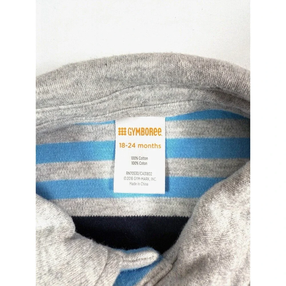GYMBOREE Baby Boys Striped Polo Bodysuit 18-24 Months Blue‎ Gray